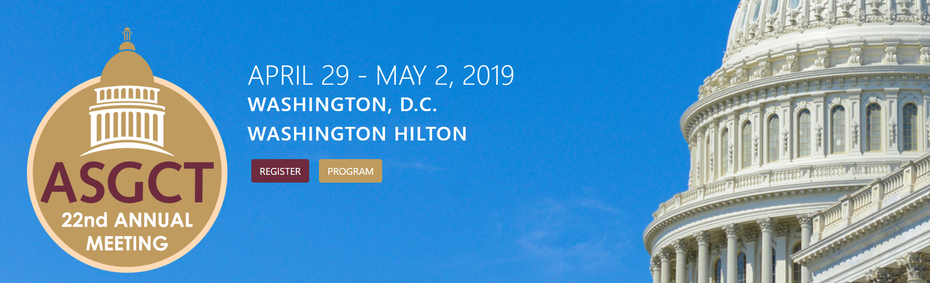 ASGCT annual meeting, Washington DC, April 29th- May 2nd, 2019