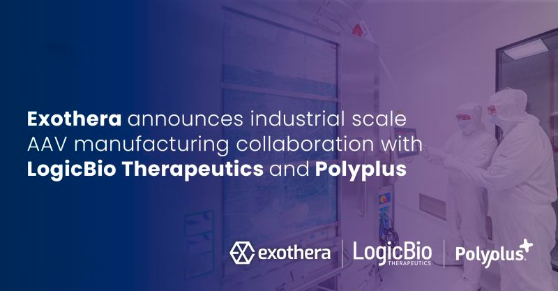 Exothera announces industrial scale AAV manufacturing collaboration with LogicBio Therapeutics and Polyplus